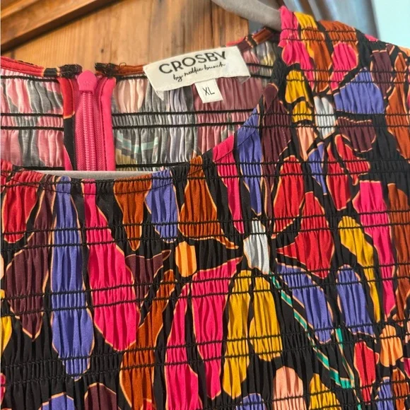 CROSBY by Mollie Burch Multicolor Floral Geometric Puff-Sleeve Dress - Picture 3 of 4